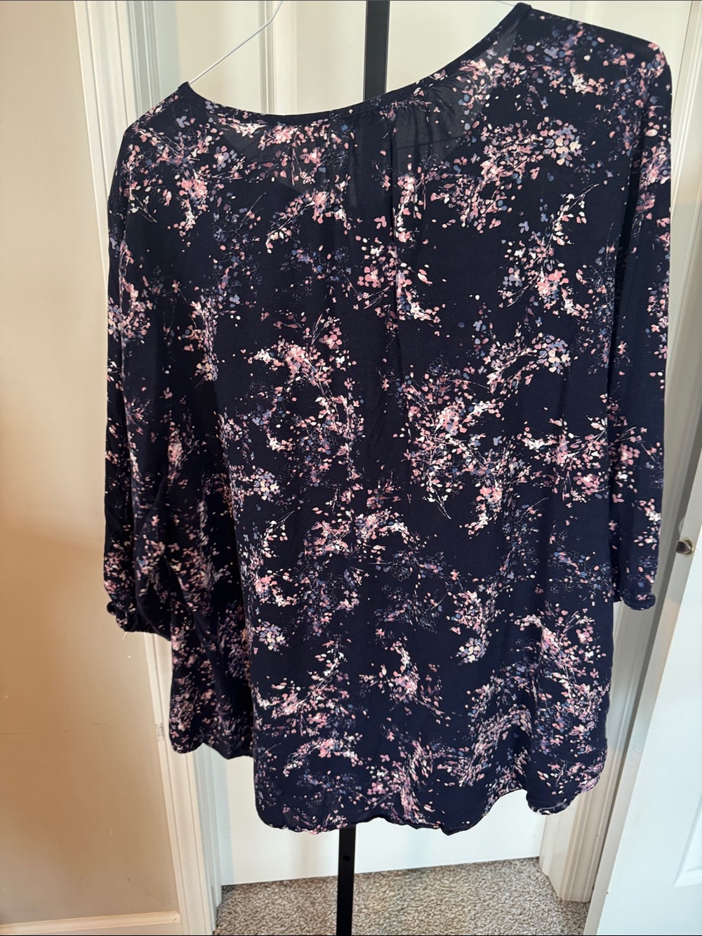 Sonoma Navy Tunic Top with Pink Floral Print - Picture 3 of 3